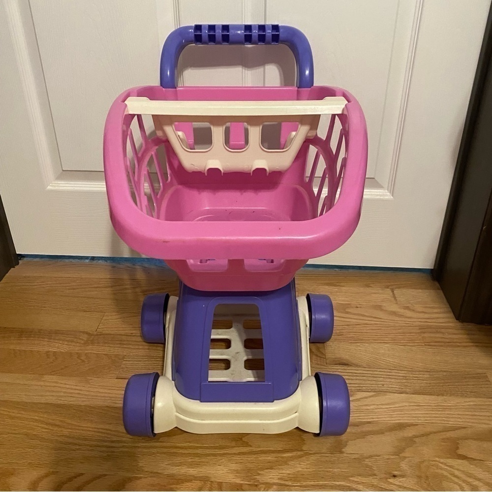 Plastic Shopping Cart Kids Toy Pink Purple Pretend Grocery - Picture 3 of 5